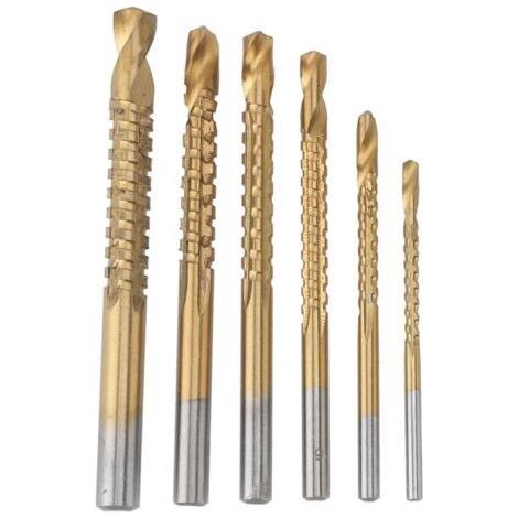 Jeu de Foret Mèche à Bois Lot de 6 Forets à Bois pour Travail du Bois de Rainurage Mèche Forage 3-8mm pour Bois PVC Planche en Plastique Rainurage Chanfreinage Bois Fin (1/4)