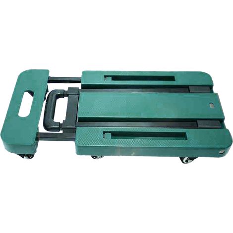 Mini-remorque pliable et portable, chariot à main, chariot à plateau, chariot de transport, chariot à bagages, chariot robuste, version améliorée avec roues en caoutchouc de 5 cm (2 pouces), vert (1/3)