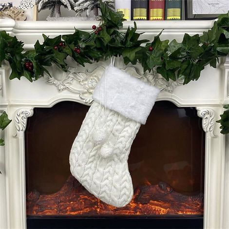 Decorative Christmas Stockings - Customizable - 16" x 7" - White - Thick Fabric