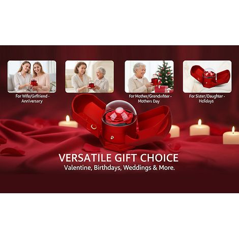 Coffret à bijoux avec rose artificielle en savon, double ouverture, collier, cadeau pour femme, fête des mères, anniversaire, rouge (1/5)