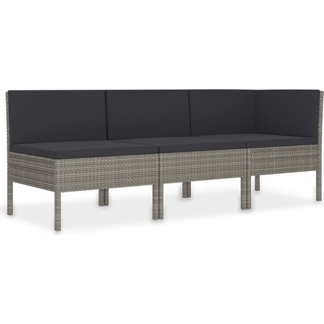 Maison Exclusive - 3-tlg. Garten-Lounge-Set mit Auflagen Poly Rat