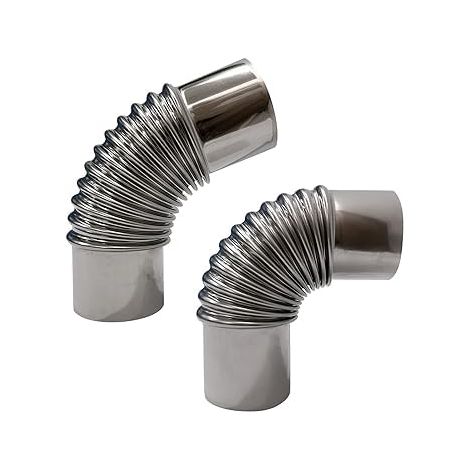 Ellenbogen-Ofenrohr-Set, 45-Grad- und 90-Grad-Ofenrohr, 2,36 Zoll, Zeltofen-Schornstein-Auspuff-Kamin-Ellenbogen (45+90-Ellenbogen-Set) (1/5)
