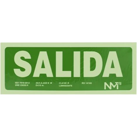 Señal PVC Fluorescente 11,3x30 "Salida", LOGUI