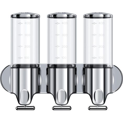 3 in 1 Chamber Wall Mounted BathroomShower Pump Dispenser,Dispensers for The Shower,Shampoo and Conditioner Dispenser,Shower Dispenser 3 Chamber(17.6 oz Triple,Colourless) (1/5)