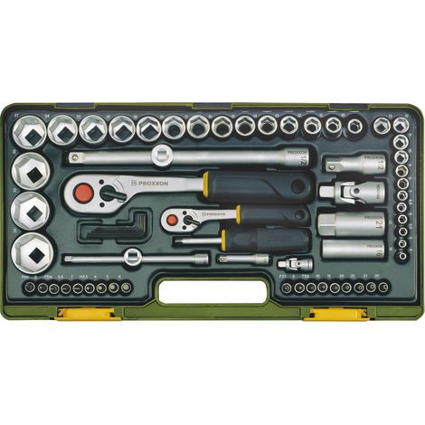 Proxxon Jeu de clés à douilles 1/4 et 1/2 pouce 65 pces 4-34 mm à fente/PH/PZD/TX/6 pans (1/5)