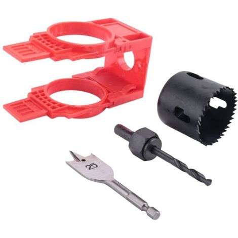 Kit Installation Serrure Porte Gabarit Perçage Trou Pêne Dormant Scie Cloche (1/4)