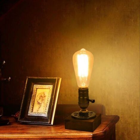 Base de lampe de table industrielle vintage pour ampoule Edison E26, lampe décorative antique de style steampunk (1/5)