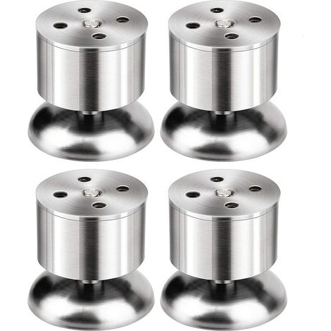 Set mit 4 verstellbaren Möbelbeinen – 6 cm Edelstahl-Tischbeine mit Gummifüßen und Schrauben (1/4)