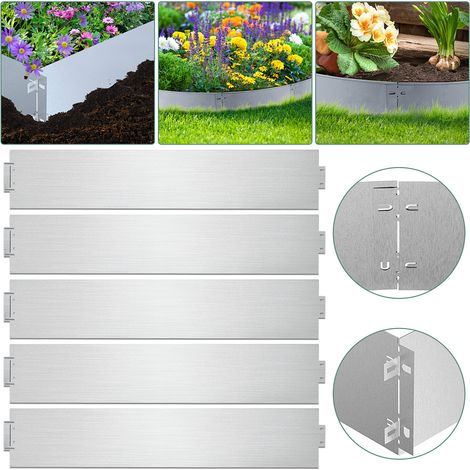 Wolketon Borde de césped Valla de parterre Borde de césped Rejilla para plantas Valla de metal Límite de parterre 100x18cm 40m