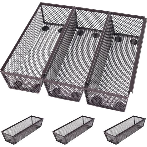 Juego de 6 cestas de cocina apilables de malla de bronce antideslizantes para utensilios y cubiertos. (1/5)
