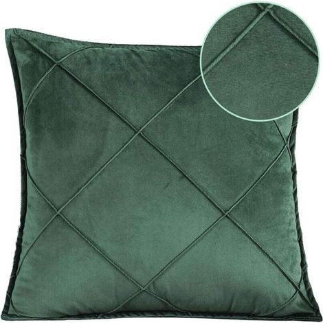 Housse de coussin,Coussin de garnissage 45x45 cm - vert foncé- tissu velours (1/4)