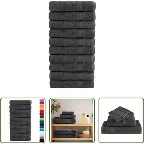 vidaXL Duschhandtuch - Premium Duschtücher SOLUND 10 Stk. Anthrazit 70x140 cm 600 g/m² (1/5)