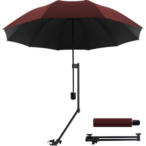 Parapluie réglable, parasol de golf avec pince universelle réglable, pour chaises, sacs de golf, poussettes, fauteuils roulants, terrasse, parapluies portables (1/5)