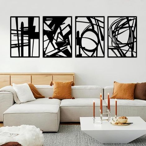 CCYKXA 4-Piece Black Metal Wall Decor - Modern Minimalist Abstract Art for Bedroom, Living Room, Bathroom, Balcony (1/5)