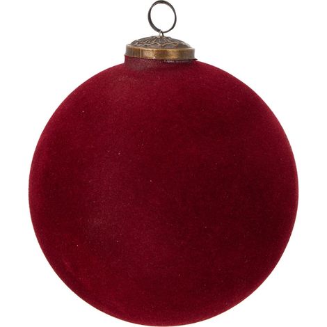 Palla di Natale in vetro floccato per decorazioni natalizie -Rosso / 1 sfera da 15 cm (1/4)