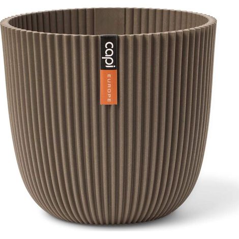 Capi Europe Übertopf Groove Kugel Taupe Ø 13 cm - Kunststoff