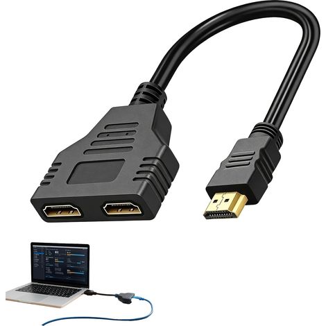 PCS HDMI Splitter Adapter 1 to 2, Dual Output HDMI Splitter, for Professional Presentations, Video Streaming, Gaming Setup, Dual Screen Display (1/5)