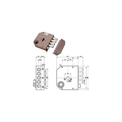 SERRATURA LATERALE DA APPLICARE CON SCROCCO CILINDRO EUROPEO 38610 mm.60 DX (38610VD00) MOTTURA