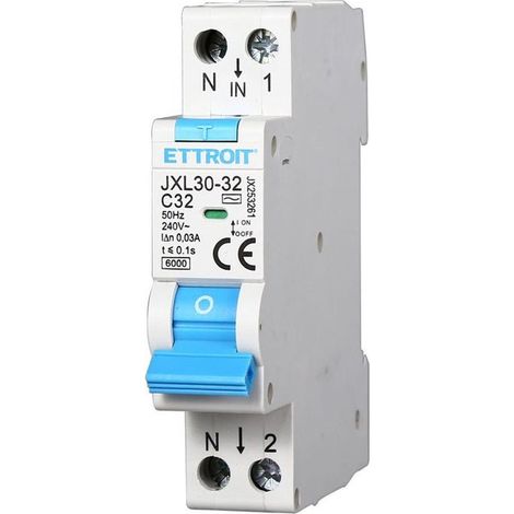 ETTROIT Interrupteur thermique magnétique différentiel 1P+N 32A 30mA 220V-6KA 1M JX253261