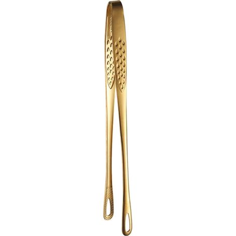 Pinces à steak - Pinces pour grillades - Pinces de cuisine - Pinces en acier inoxydable - Outils de cuisson (Doré, 23 cm) (1/3)