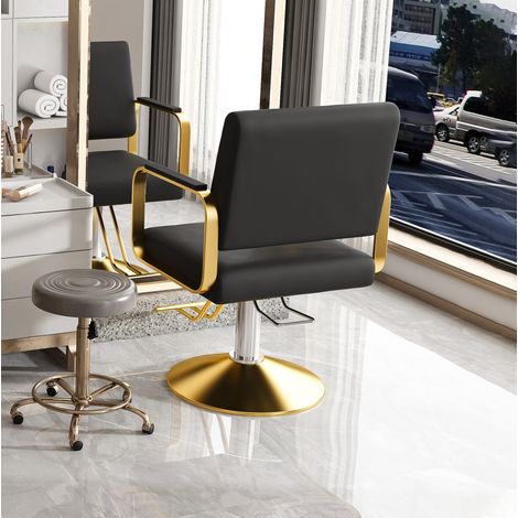 Silla de peluquería negra 90 x 56 x 92 cm, giratoria 360°, bomba hidráulica - CHICFURN (1/5)