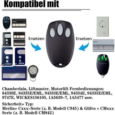 Émetteur Porte Garage - 433,92 MHz - Compatible Chamberlain Liftmaster Motorlift ML500 ML700 - Lot de 2 (1/4)