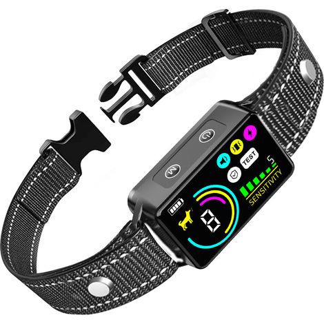 FC02A wiederaufladbares und wasserdichtes Antibellhalsband mit Vibrations-/Pieptonmodus, für große und kleine Hunde, schwarz, Einzelgerät