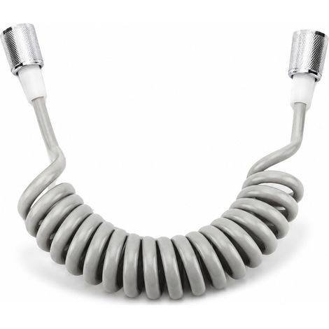 2 Mètre Flexible de Douche, Télescopique Tuyau De Ressort De Bidet ABS Remplacement Tuyau de Douche Long pour Pulvérisateur, Toilette, Bidet, Robinet, Lavabo, Baignoire(Gris) (1/5)