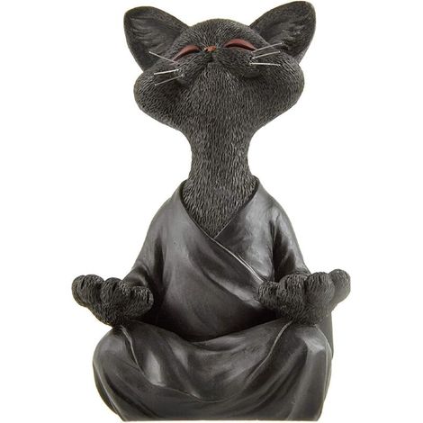VURAHOME -Statue de chat bouddha Zen et heureux en meditation, idéale pour la décoration intérieure et extérieure maison et jardin Magnifique cadeau figurine design moderne en resine,Supoerma, (18cm x (1/5)