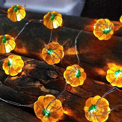 Guirlande lumineuse citrouille orange 3D, 3 m (10 pi), 30 LED, pour Halloween, Thanksgiving et décorations d'automne. Fonctionne sur piles et inclut une télécommande et une minuterie pour Noël et la f (1/5)