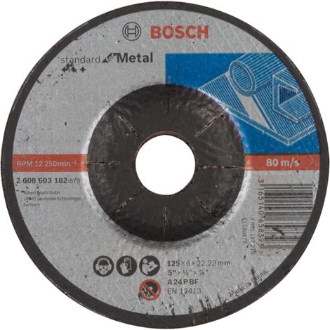 Bosch – Meule à ébarber 2608603182 – Disque 125mm pour métal – Alésage 22,23mm – Épaisseur 6mm – 24 pièces