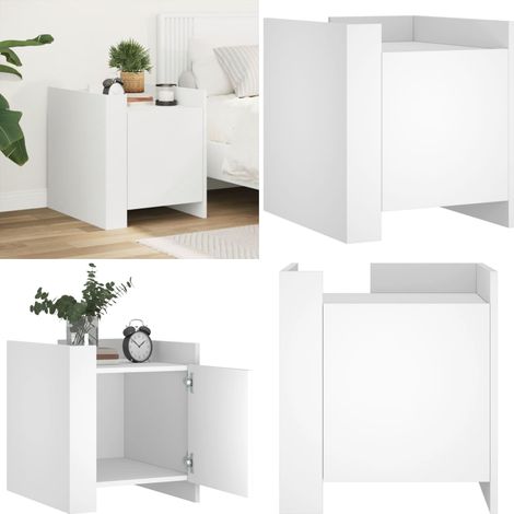 Table de chevet blanc 45x50x50 cm bois d’ingénierie - Table De Chevet Blanche - Meuble De Chambre - Table Nuit - Commode - Rangement - Home & Living (1/5)