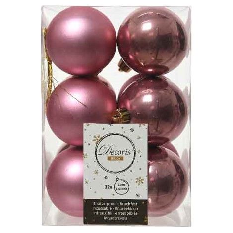 Decoris box 12 sfere rosa velluto 60 mm 022002