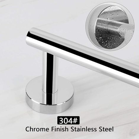 Porte-serviettes mural de 40 cm en acier inoxydable SUS304, antirouille, fixation par vis, finition argent poli, pour salle de bain et cuisine (1/5)