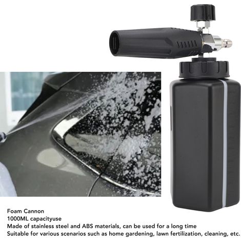 Canon à Mousse pour Nettoyeur Haute Pression, 1L, Acier Inoxydable et ABS, Pulvérisateur de Mousse Portable pour Lavage Auto (1/4)