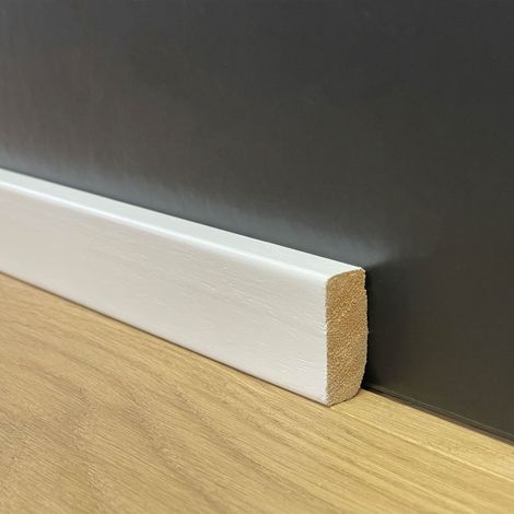 BATTISCOPA Squadrato BASSISSIMO laccato bianco in legno MASSELLO 30X13 (prezzo al ML) (prezzo al metro)
