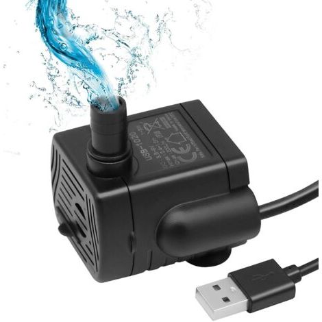 Mini bomba de agua, mini bomba USB, bomba de fuente para gatos de 1-3W 200 L/H para mini peceras, mini maceteros, estanque de acuario