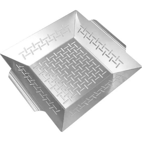 Ensemble d'ustensiles pour barbecue - Plaque de cuisson carrée en acier inoxydable pour extérieur, 33,8 x 28,5 x 6,8 cm, accessoire pour barbecue (1/2)
