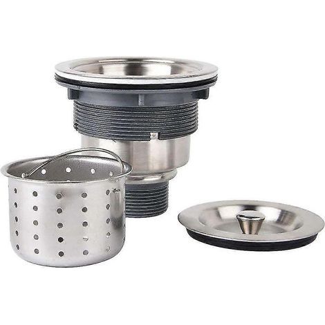 Crépine d'évier de cuisine Ln-3-1/2" - Crépine en acier inoxydable avec panier/crépine profond amovible et couvercle étanche (1/4)