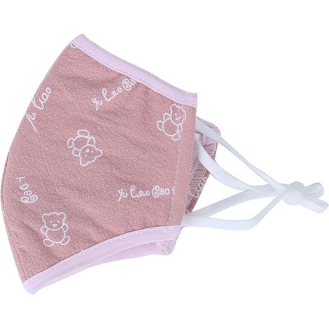 Lot de 3 masques de protection pour enfant, en coton respirant, anti-poussière et lavables, imprimé rose. (1/5)
