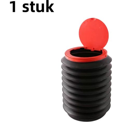Poubelle pliable multifonctionnelle capacité 4 L avec couvercle et seau télescopique portable pour voiture et petits espaces couleurs noire et rouge (1/5)