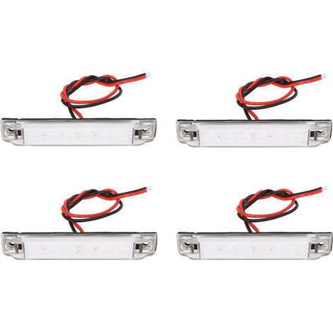 Lot de 4 feux de position latéraux à 6 LED (12 V) pour yacht, kayak, bateau, remorque, camping-car, bus ou caravane. (1/5)