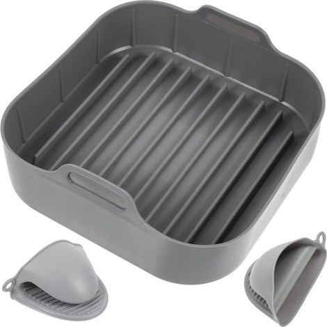 Accessori per friggitrice ad aria: set di teglie quadrate in silicone per friggitrice ad aria, pirofila in silicone, teglia da forno in silicone. Accessori per friggitrice ad aria per teglie quadrate. (1/5)