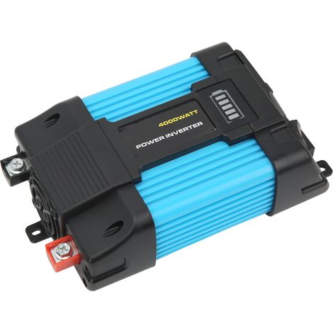 Convertisseur de puissance pour voiture 12 V vers 230 V, 300 W, à onde sinusoïdale modifiée, double port USB, charge rapide et affichage LED du niveau de batterie. (1/5)
