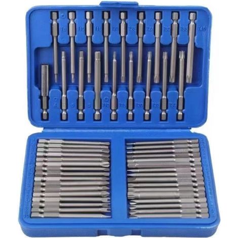 Embouts De Tournevis - 50 Pièces Acier Trempé - Compatible Perceuse Et Clé À Chocs - Embouts Torx Hexagonal Phillips Pozidriv Carré Cannelé Tri-Wing - 75 Mm - Boîte De Rangement (1/5)