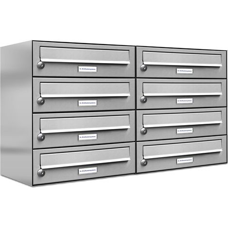 8er Edelstahl Briefkasten Anlage 8 Fach Wandbriefkasten Postkasten (1/5)
