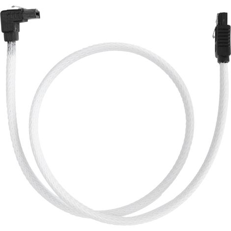 Weißes, abgewinkeltes 7-Pin-SATA-3.0-SSD-Datenverlängerungskabel für höhere Geschwindigkeiten.