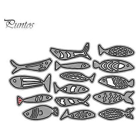 Pochoirs de découpe en métal en forme de poisson pour scrapbooking, gaufrage et création de cartes décoratives. (1/4)