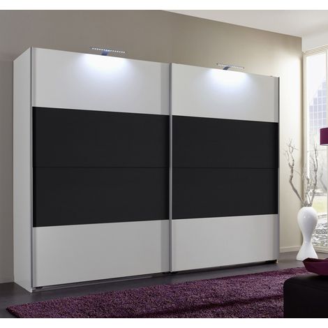 Armoire de rangement coloris blanc/anthracite 225 X 210 X 65 cm -PEGANE- (1/2)