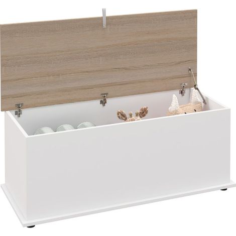 Multifunktionale weiße Aufbewahrungsbank aus Holz für den Schlafzimmereingang, 100 x 40 x 40 cm (1/5)